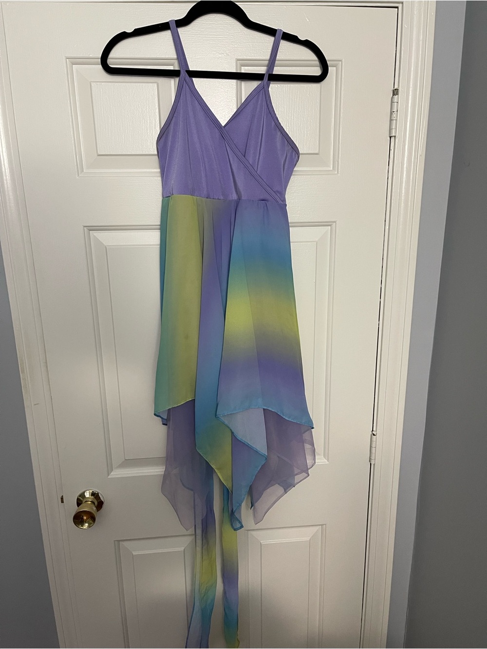 Lavender Ombre Handkerchief Hem Dress